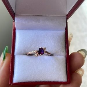 oomiay rings Rose gold ring with multi colored stone, size 6